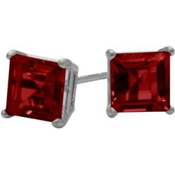ELITE JEWELS Sterling 1.50 Carat 5MM Square Created Ruby Stud Earrings In Silver