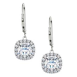 ELITE JEWELS Sterling Silver Genuine 1.60 Tcw. 6MM Topaz & Created Sapphire Leverback Halo Earrings In White