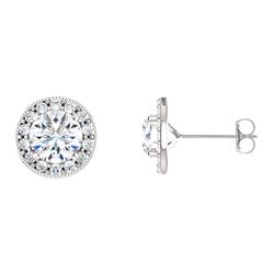 ELITE JEWELS Sterling Silver Genuine 1.60 Tcw. 6MM Topaz & Created Sapphire Halo Stud Earrings In White