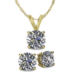 ELITE JEWELS 18 " Topaz 1.65 Carat Necklace And Earrings Set In Gold