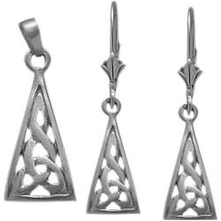 ELITE JEWELS 10K Gold Celtic Earrings & Pendant Set With 18 Inch Chain In White