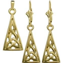 ELITE JEWELS 10K Gold Celtic Earrings & Pendant Set With 18 Inch Chain In Yellow