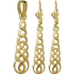 ELITE JEWELS 10K Gold Celtic Earrings & Pendant Set With 18 Inch Chain In Yellow