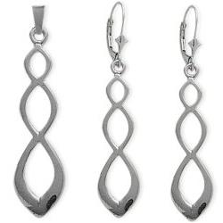 ELITE JEWELS 10K Gold Celtic Earrings & Pendant Set With 18 Inch Chain In White