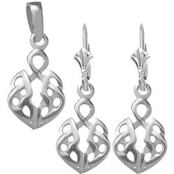 ELITE JEWELS Sterling Celtic Earrings & Pendant Set With 18 Inch Chain In Silver