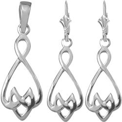 ELITE JEWELS Sterling Celtic Earrings & Pendant Set With 18 Inch Chain In Silver