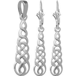 ELITE JEWELS Sterling Celtic Earrings & Pendant Set With 18 Inch Chain In Silver