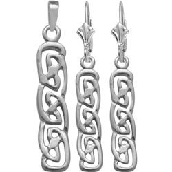 ELITE JEWELS Sterling Celtic Earrings & Pendant Set With 18 Inch Chain In Silver