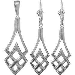 ELITE JEWELS Sterling Celtic Earrings & Pendant Set With 18 Inch Chain In Silver