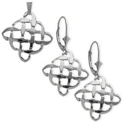 ELITE JEWELS Sterling Celtic Knot Earrings & Pendant Set With 18 Inch Chain In Silver