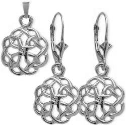 ELITE JEWELS Sterling Celtic Knot Earrings & Pendant Set With 18 Inch Chain In Silver