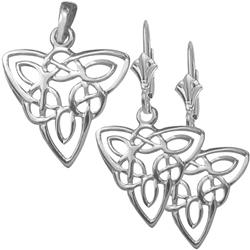ELITE JEWELS Sterling Celtic Knot Earrings & Pendant Set With 18 Inch Chain In Silver