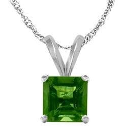 ELITE JEWELS 14 Karat Gold 0.55Tcw. 5MM Princess Cut Square Created Emerald Pendant In White