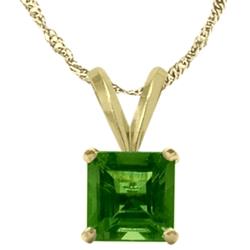 ELITE JEWELS 14 Karat Gold 0.55Tcw. 5MM Princess Cut Square Created Emerald Pendant In Yellow
