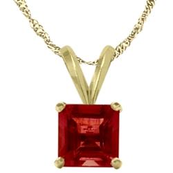 ELITE JEWELS 14 Karat Gold 0.80Tcw. 5MM Princess Cut Square Created Ruby Pendant In Yellow