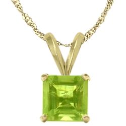 ELITE JEWELS 14 Karat Gold 0.65Tcw. 5MM Genuine Princess Cut Square Peridot Pendant In Yellow