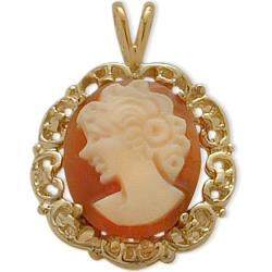 ELITE JEWELS 14K Gold Cornelian Shell Cameo Pendant With 18" Chain In Yellow