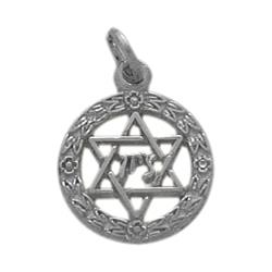ELITE JEWELS 10 Karat Gold Star Of David Jewish Pendant With 18" Chain In White