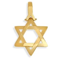 ELITE JEWELS 14 Karat Religious High Polish Gold Star Of David Jewish Pendant With 18" Chain In Yellow