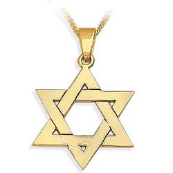 ELITE JEWELS 14 Karat High Polish Religious Gold Star Of David Jewish Pendant With 18" Chain In Yellow