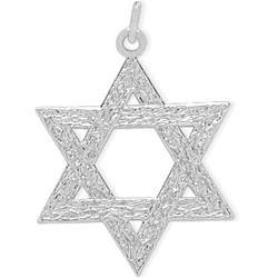 ELITE JEWELS Large Detailed Star Of David Pendant With Chain - 18 In Silver