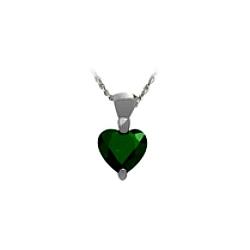 ELITE JEWELS Ladies 8MM Created Emerald Pendant With 18 Inch Chain In Silver
