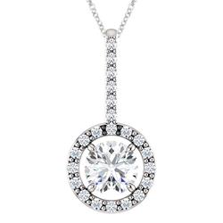 ELITE JEWELS 10K Gold 0.55 Tcw. Genuine 5MM Topaz & Created Sapphire Pendant With 18" Chain In White