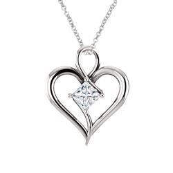 ELITE JEWELS Silver Genuine 0.65 Tcw. 5MM Topaz Heart Pendant With 18" Chain In White