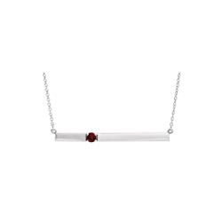 ELITE JEWELS Sterling Genuine 3MM Garnet 0.13 Tcw. Gemstone Bar Pendant With 18" Chain In Silver