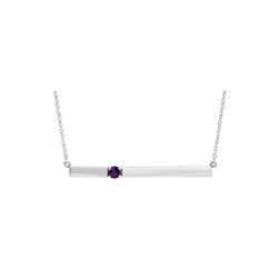 ELITE JEWELS Sterling Genuine 3MM Amethyst 0.10 Tcw. Gemstone Bar Pendant With 18" Chain In Silver
