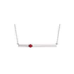 ELITE JEWELS Sterling 3MM Created Ruby 0.10 Tcw. Gemstone Bar Pendant With 18" Chain In Silver