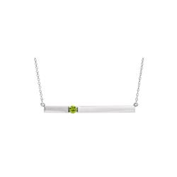 ELITE JEWELS Sterling Genuine 3MM Peridot 0.11 Tcw. Gemstone Bar Pendant With 18" Chain In Silver