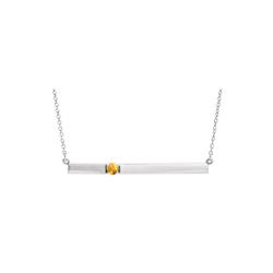 ELITE JEWELS Sterling Genuine 3MM Citrine 0.10 Tcw. Gemstone Bar Pendant With 18" Chain In Silver