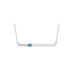 ELITE JEWELS Sterling Silver Genuine 3MM Topaz 0.15 Tcw. Gemstone Bar Pendant With 18" Chain In Blue