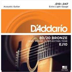 D'ADDARIO Ej10 80/20 Bronze Acoustic Guitar Strings - Extra Light 10-47