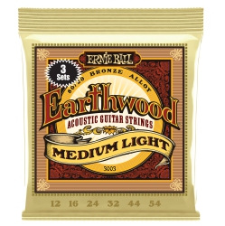 ERNIE BALL P03003 Earthwood 80/20 Bronze Acoustic Guitar Strings - Medium Light 3 Pack