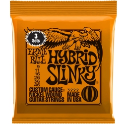ERNIE BALL Hybrid Slinky Nickel Wound Electric Guitar Strings - 9-46 3 Pack
