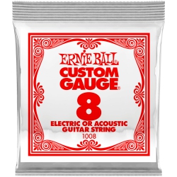 ERNIE BALL P01008 Plain Steel Electric Or Acoustic Guitar Strings - 8