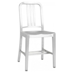 NICER INTERIOR 1-Brushed Anodized Aluminum Modern Salem Side Dining Chair Chair Cafe Chair In Navy