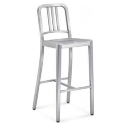 NICER INTERIOR 1-Brushed Anodized Aluminum Modern Bar Stool-Metal Barstool Bar Height Bar Stool In Navy
