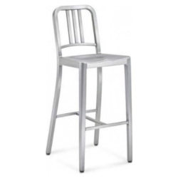 NICER INTERIOR 2-Brushed Anodized Aluminum Modern Bar Stool-Metal Barstool Bar Height Bar Stool In Navy