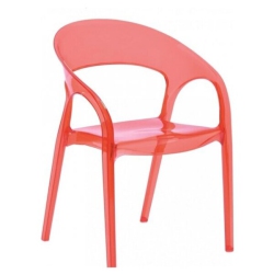 NICER INTERIOR Occ 2 Moon Side Chair -Transparent Dining Chair Plastic In Clear Transparent In Red