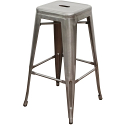 NICER INTERIOR Occ 1-Tolix Style Backless Metal Industrial Stack Counter Height Stool-Stackable Cafe Counter Stools-Gunmetal