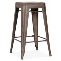 NICER INTERIOR Occ 2-Tolix Style Backless Metal Industrial Stack Counter Height Stool-Stackable Cafe Counter Stools-Gunmetal