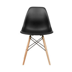 NICER INTERIOR Furniture Set Of Four (4) - Eames Style Side Chair With Natural Wood Legs Eiffel Dining Room Chair In Black