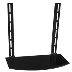 GLOBALTONE Single Media DVD Shelf for Receiver, Cable Box And More Tempered Glass, Fixed to The Wall In Black