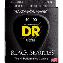 DR HANDMADE STRINGS Beauties Coated Bass Strings, Light (40-100) In Black