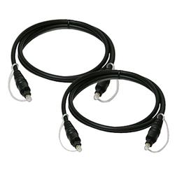 GLOBALTONE Value Pack 2X Toslink Optic Fiber Audio Digital Cable 3Ft In Black