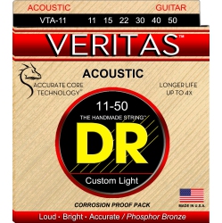 DR HANDMADE STRINGS Veritas Acoustic Guitar Strings, Custom Light (11-50)
