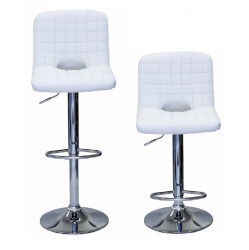 VISCOLOGIC Monoco Adjustable Height Leatherette Bar Stool (Set Of 2 Stools) - In White